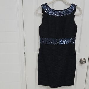 Evan Piccone Navy Dress with Blue Sequin Accents